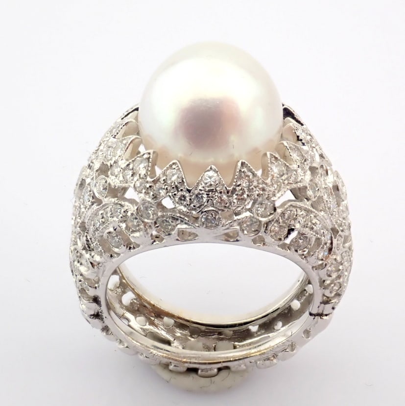 Natural Diamond 18K White Gold Ring - 3