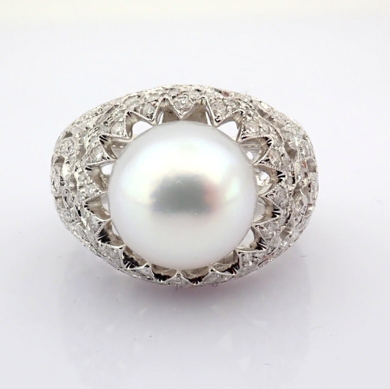 Natural Diamond 18K White Gold Ring - 5