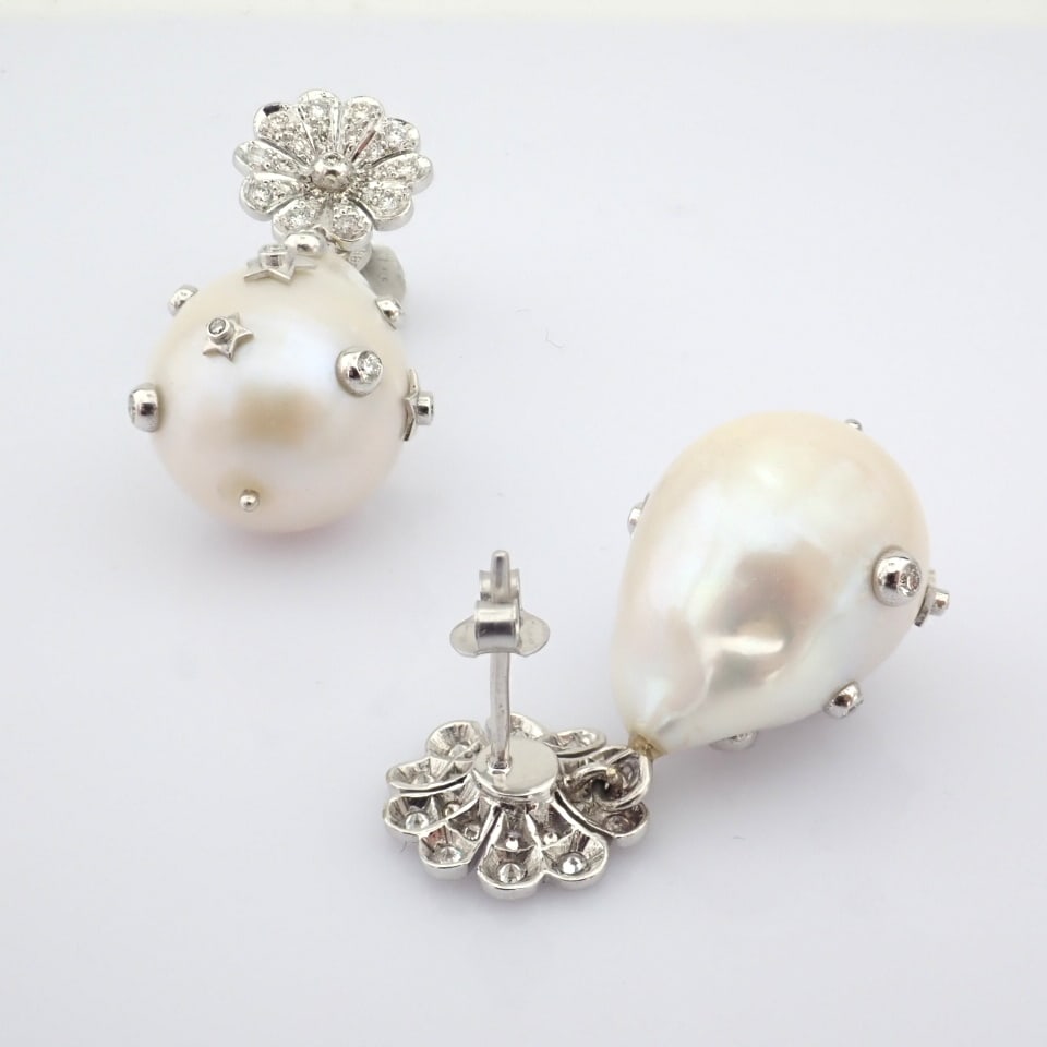 Natural Diamond 14K White Gold Earring - 6