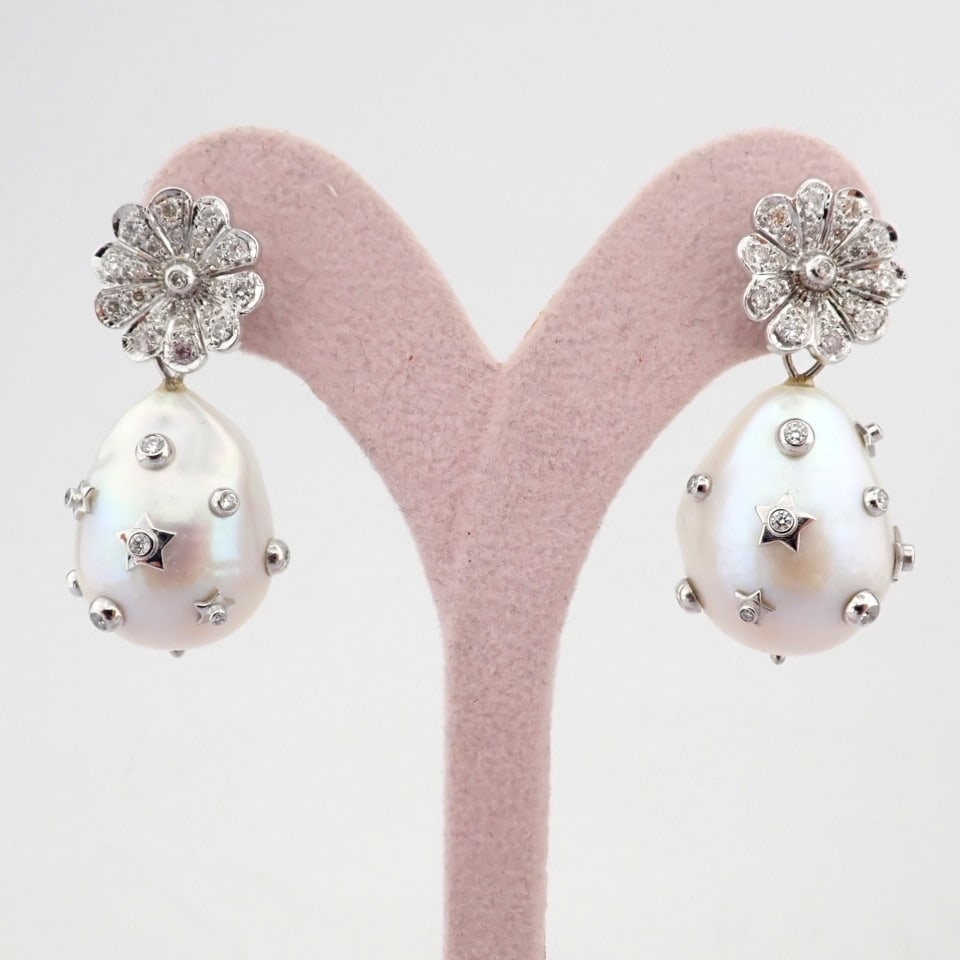 Natural Diamond 14K White Gold Earring - 8