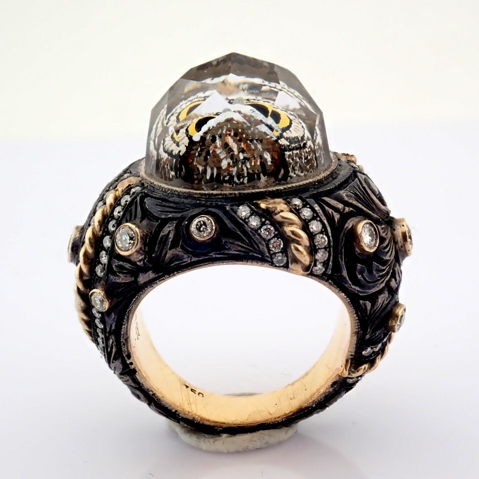 Natural Diamond 18K Rose/Pink Gold Ring - 4