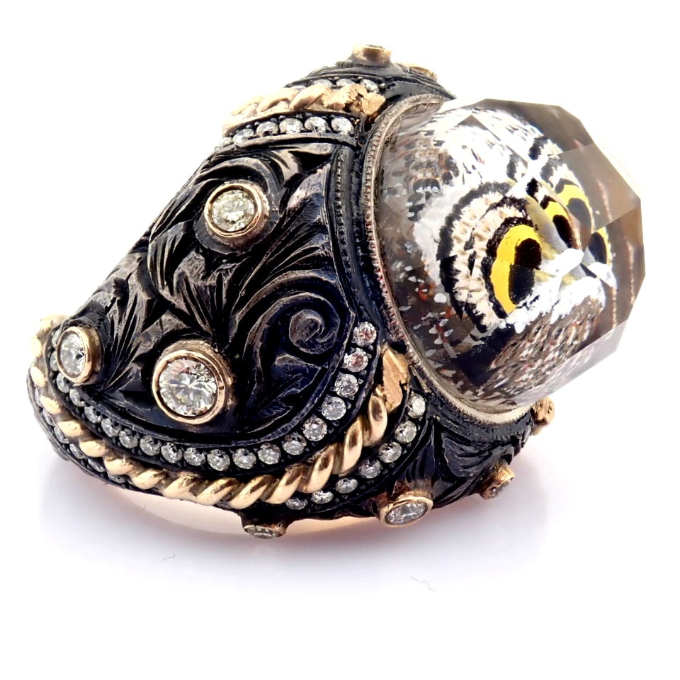 Natural Diamond 18K Rose/Pink Gold Ring - 9