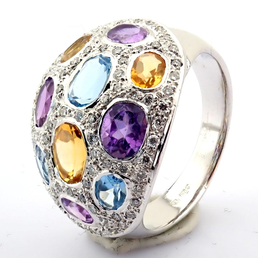 Natural Diamond 18K White Gold Ring - 5