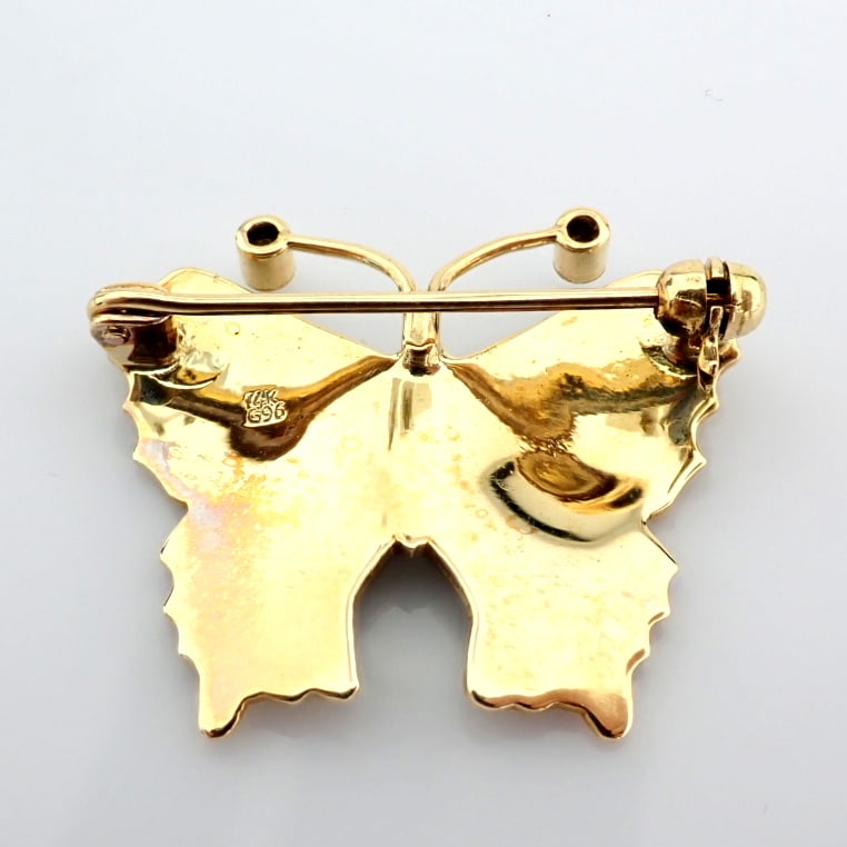 Natural Diamond 14K Yellow Gold Brooch - 5