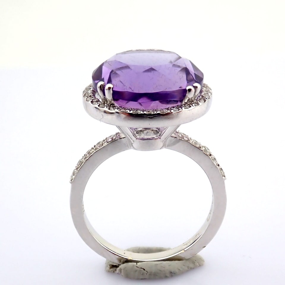 Natural Diamond 18K White Gold Ring - 2