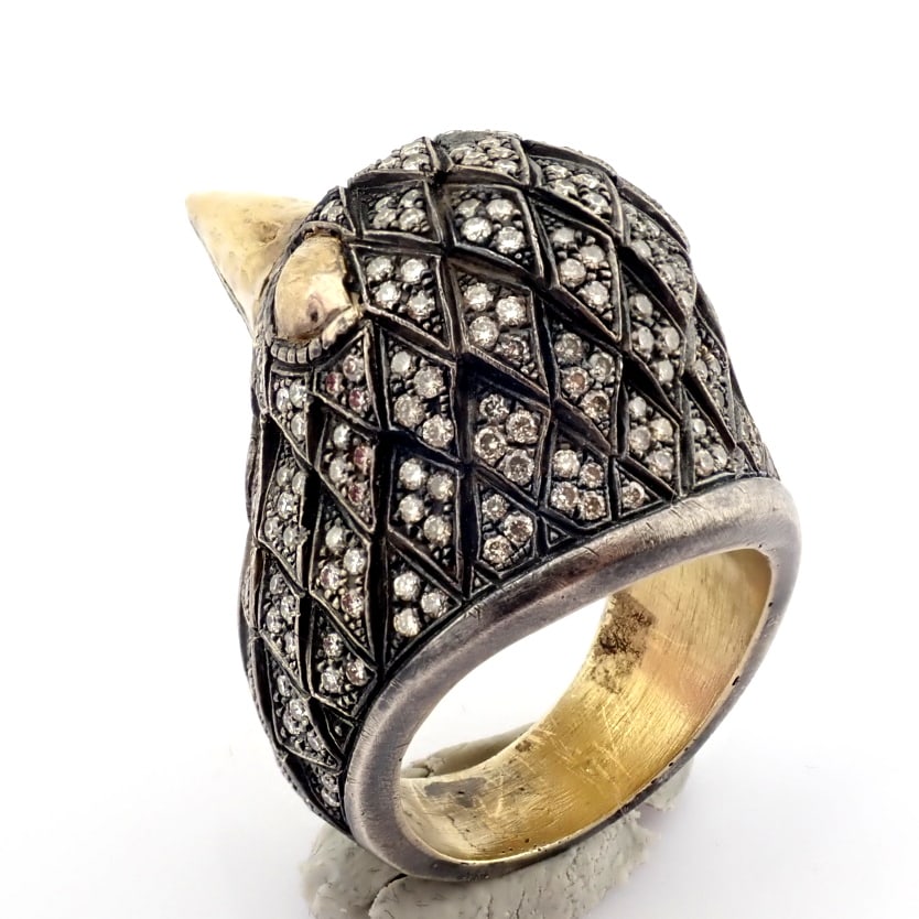 Natural Diamond 18K Yellow Gold Ring - 7