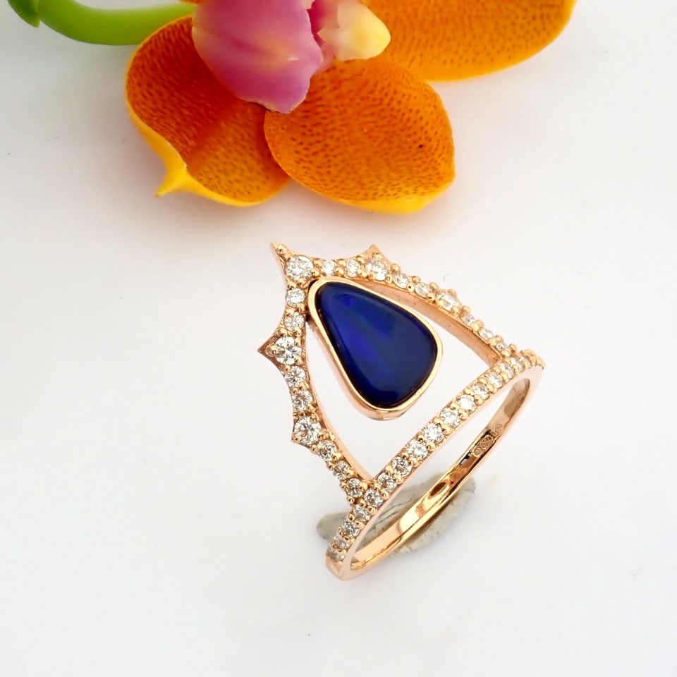Natural Diamond 18K Rose/Pink Gold Ring - 3