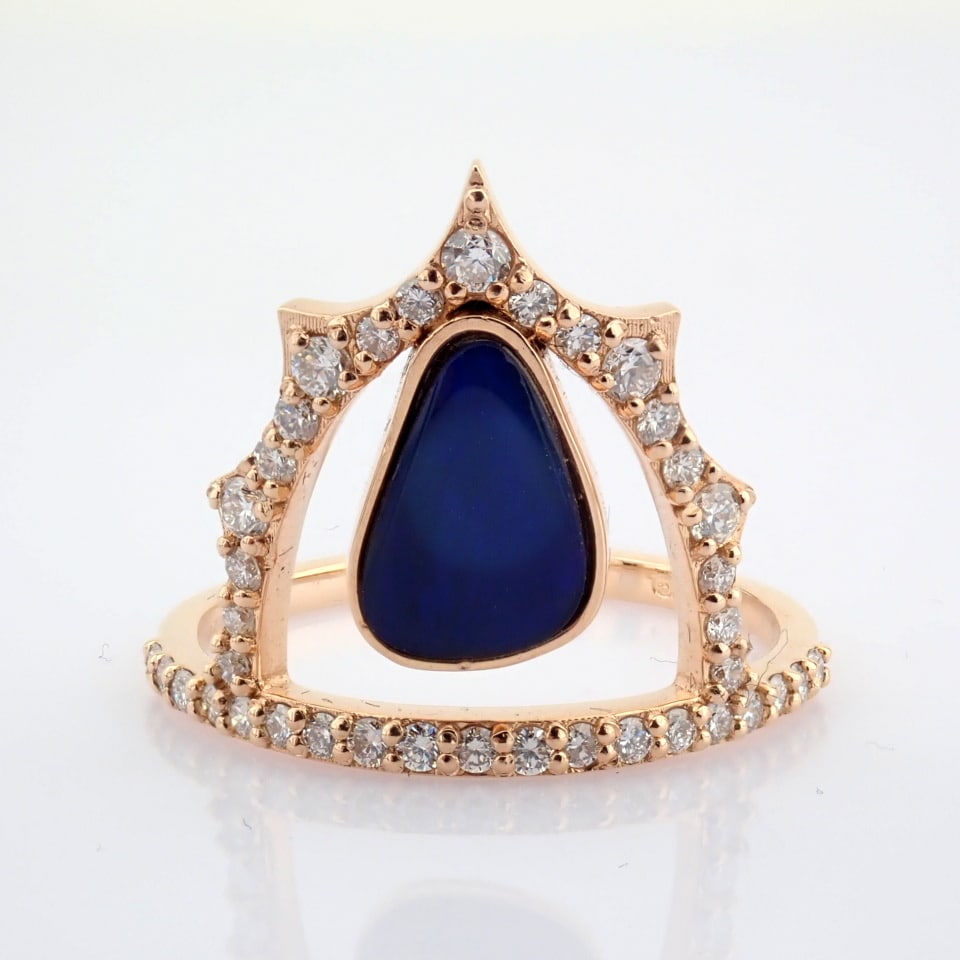 Natural Diamond 18K Rose/Pink Gold Ring - 5