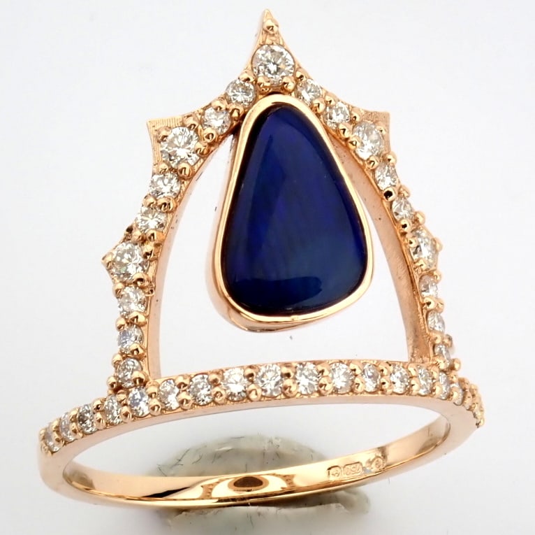 Natural Diamond 18K Rose/Pink Gold Ring - 7