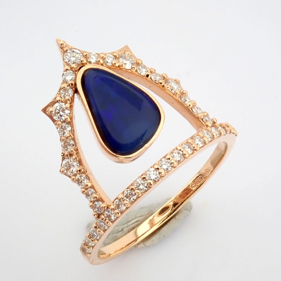 Natural Diamond 18K Rose/Pink Gold Ring - 8
