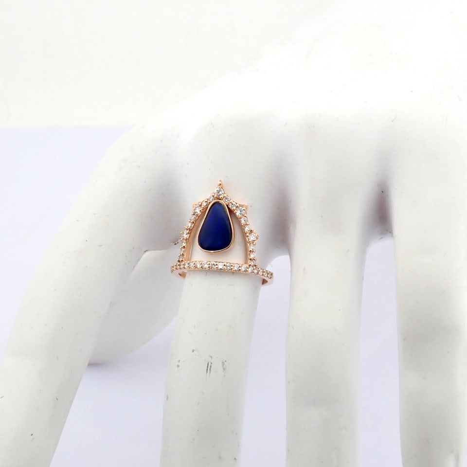 Natural Diamond 18K Rose/Pink Gold Ring - 9