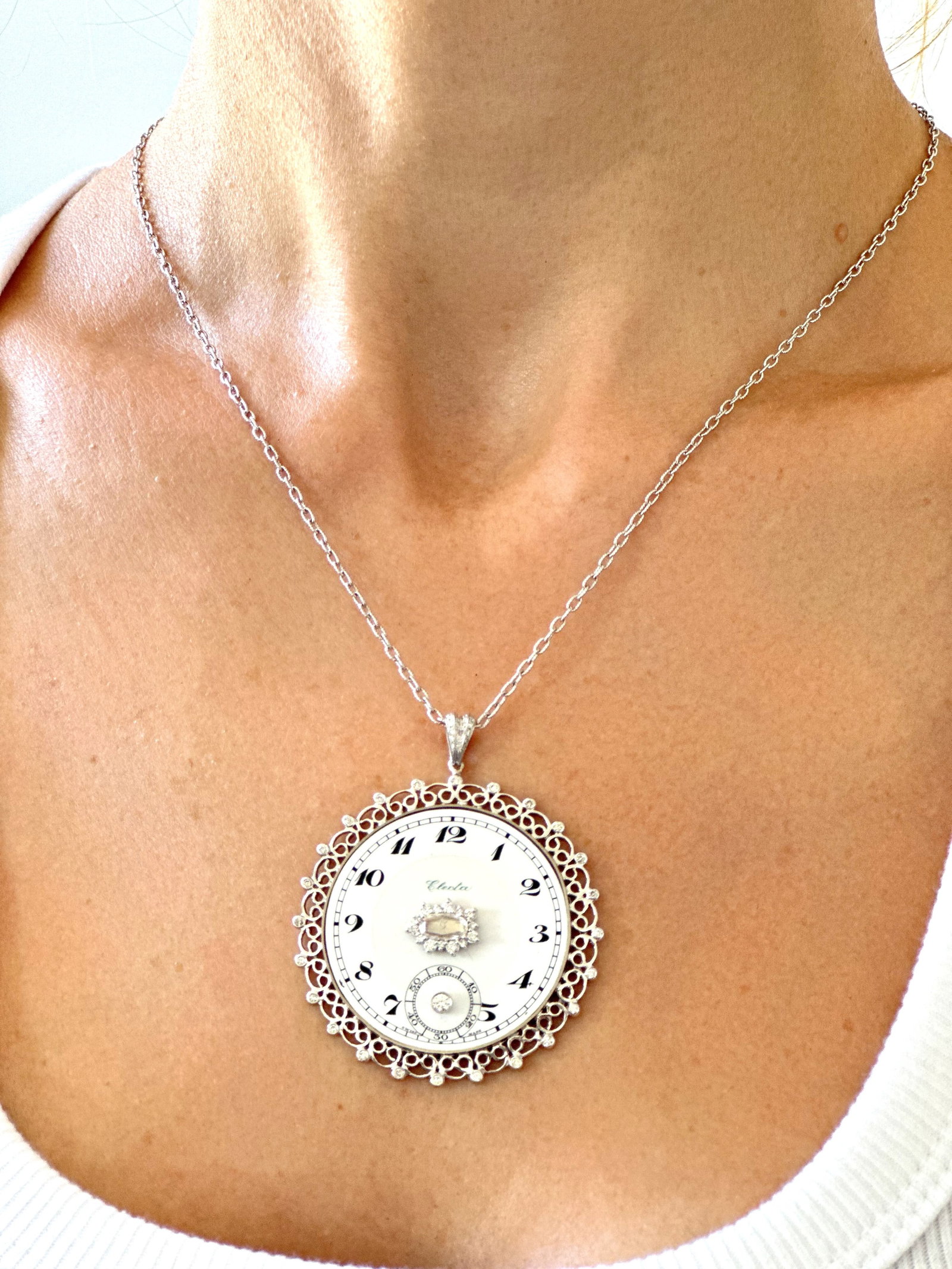 Natural Diamond 14K White Gold Necklace - 3