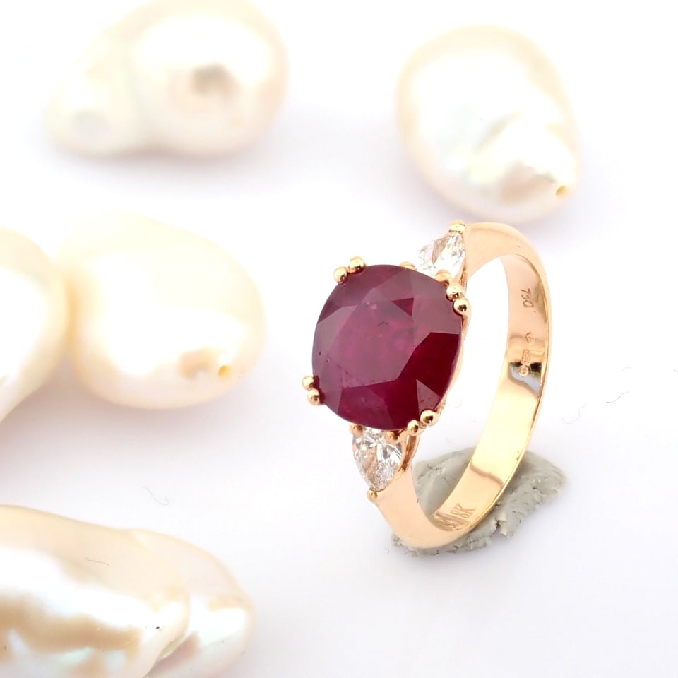 Natural Diamond 18K Rose/Pink Gold Ring - 2
