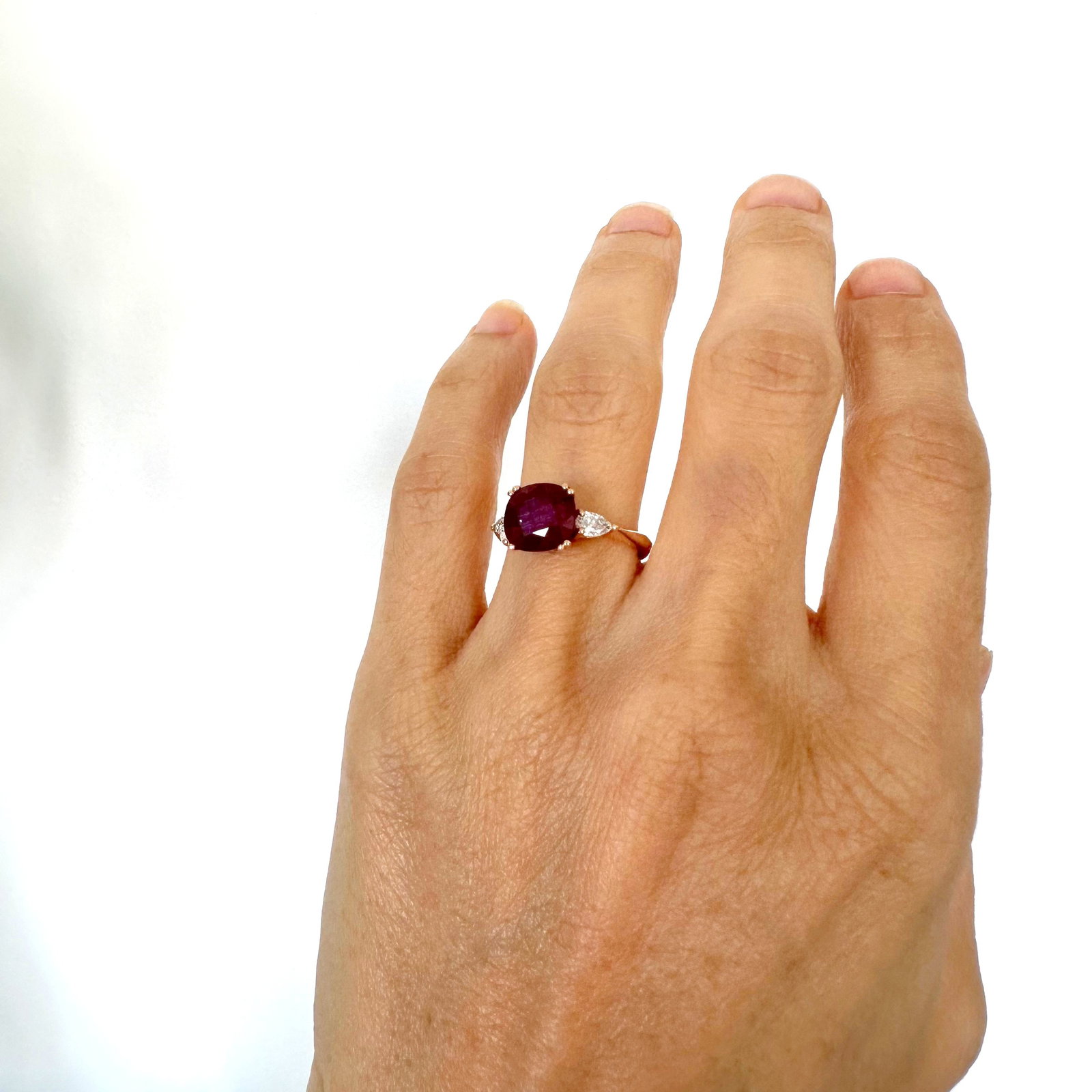 Natural Diamond 18K Rose/Pink Gold Ring - 3