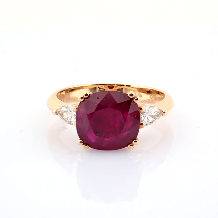 Natural Diamond 18K Rose/Pink Gold Ring - 4