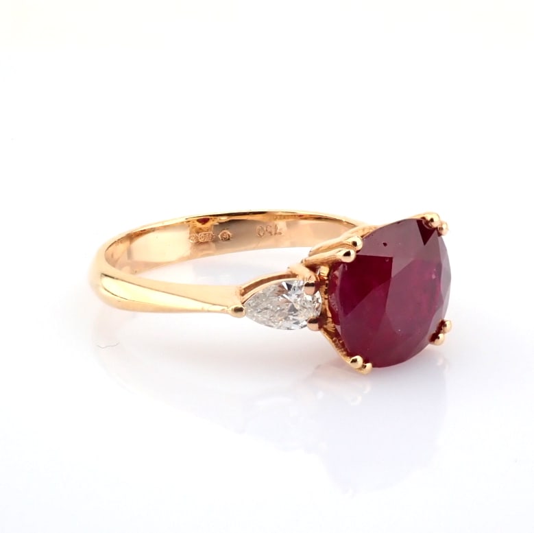Natural Diamond 18K Rose/Pink Gold Ring - 5