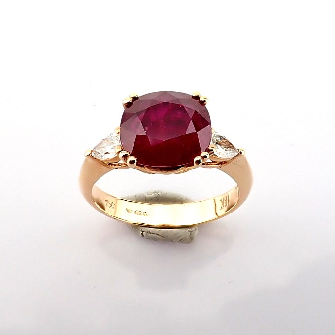 Natural Diamond 18K Rose/Pink Gold Ring - 9