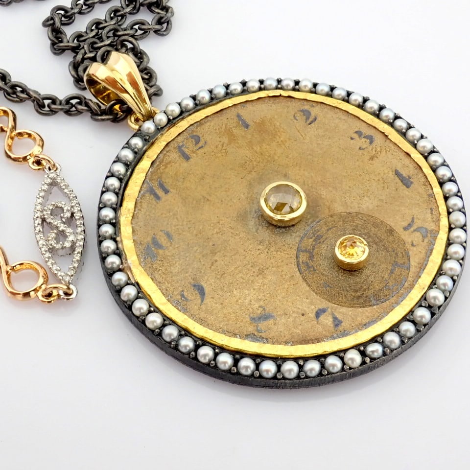 Natural Diamond 18K Yellow Gold Necklace - 9