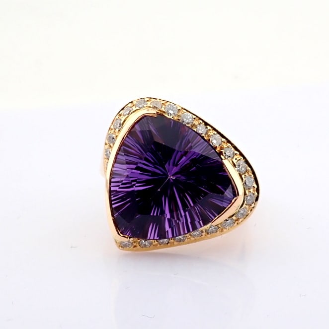 Natural Diamond 18K Rose/Pink Gold Ring - 11