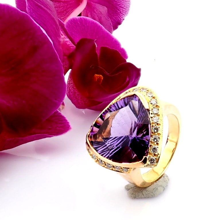 Natural Diamond 18K Rose/Pink Gold Ring - 4