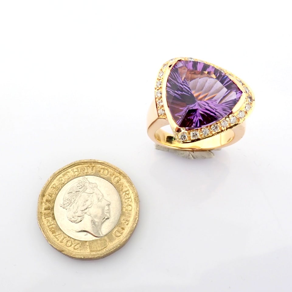Natural Diamond 18K Rose/Pink Gold Ring - 7