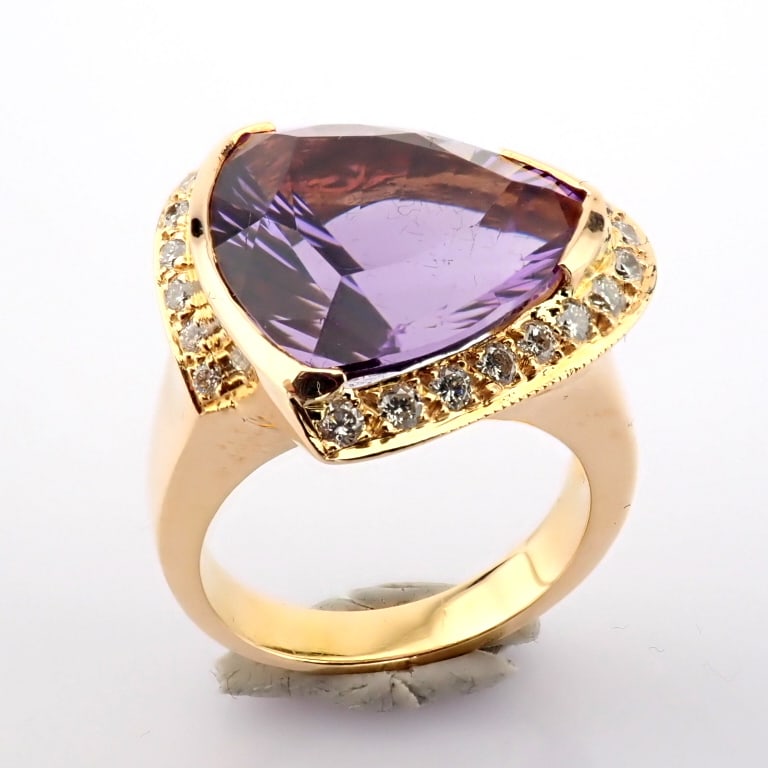 Natural Diamond 18K Rose/Pink Gold Ring - 8