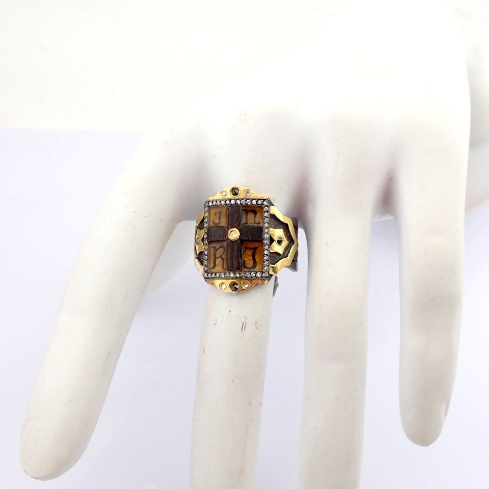 Natural Diamond 24K Yellow Gold Ring - 11