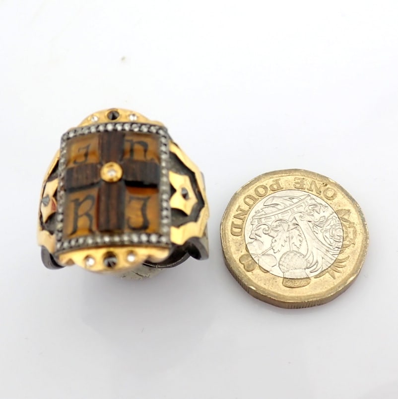 Natural Diamond 24K Yellow Gold Ring - 2