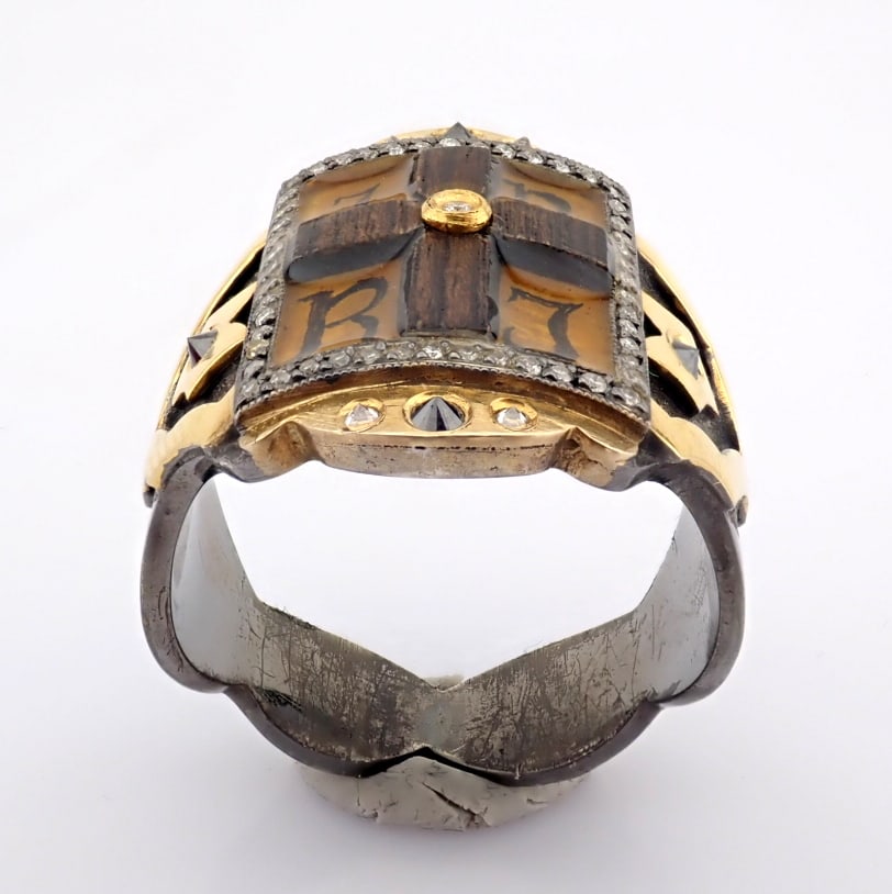 Natural Diamond 24K Yellow Gold Ring - 3