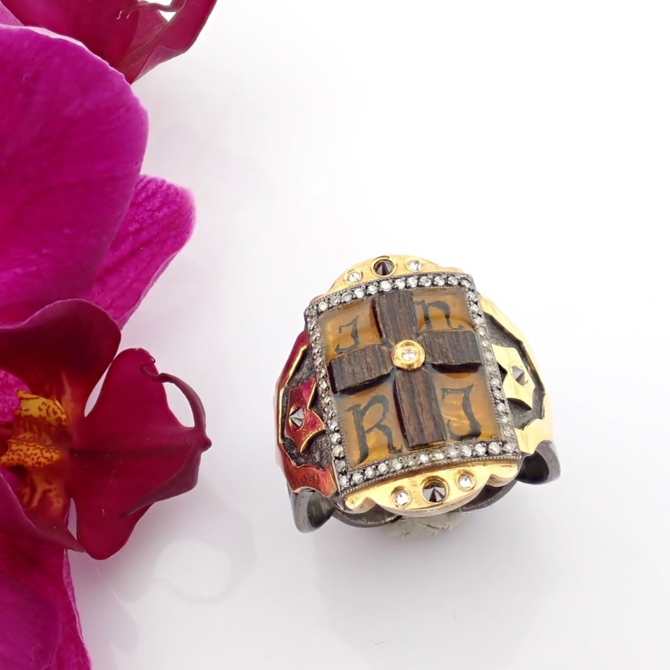 Natural Diamond 24K Yellow Gold Ring - 4