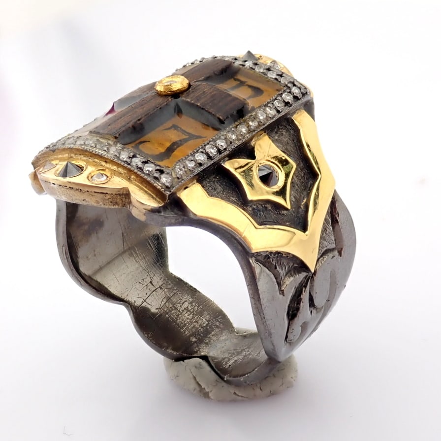 Natural Diamond 24K Yellow Gold Ring - 7