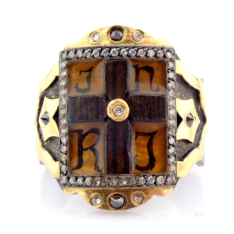 Natural Diamond 24K Yellow Gold Ring - 8