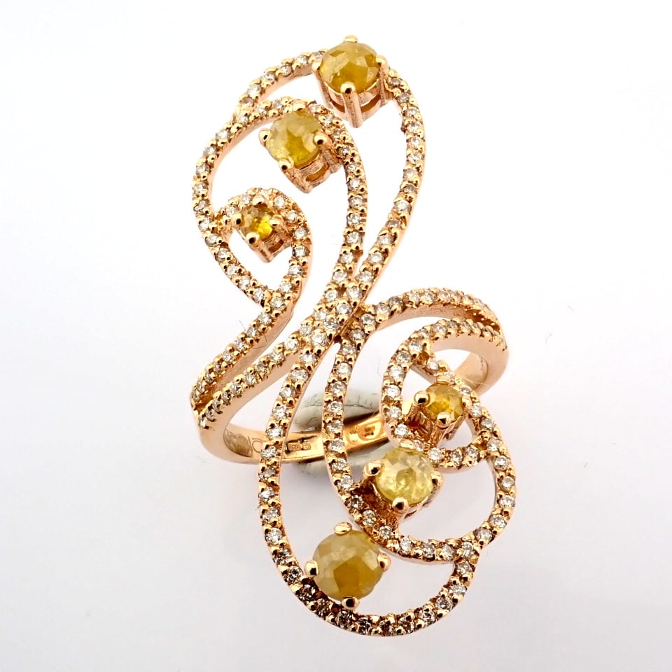 Natural Diamond 18K Rose/Pink Gold Ring - 2
