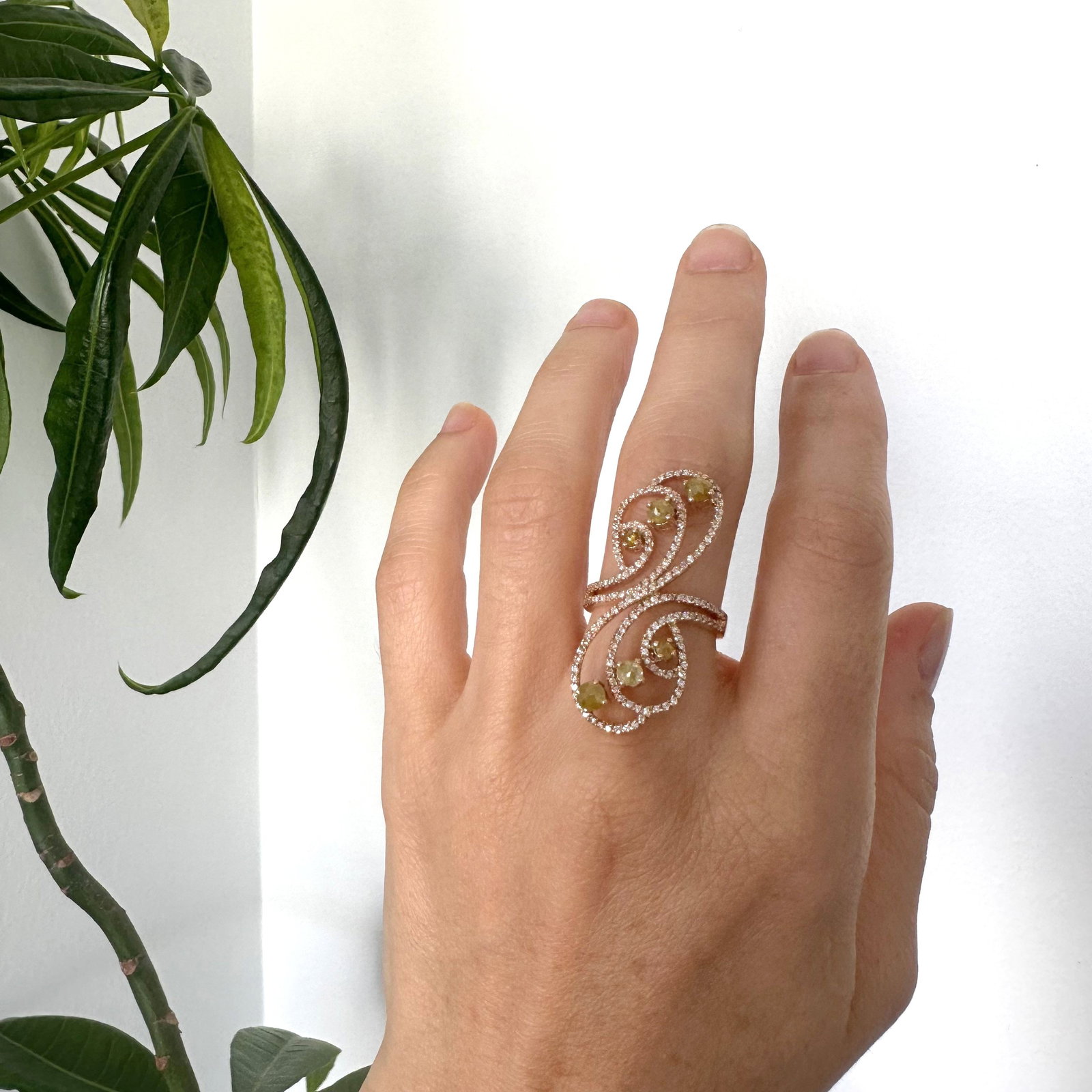 Natural Diamond 18K Rose/Pink Gold Ring - 3