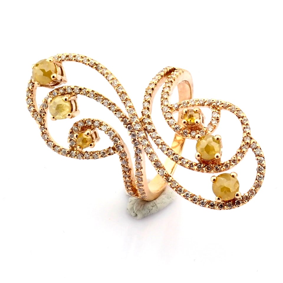 Natural Diamond 18K Rose/Pink Gold Ring - 4
