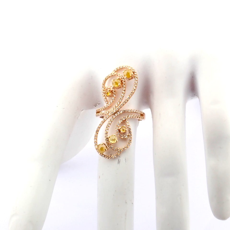 Natural Diamond 18K Rose/Pink Gold Ring - 7