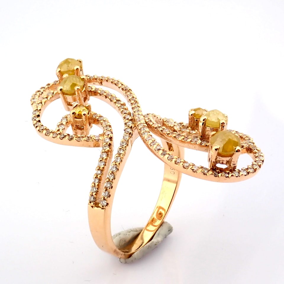 Natural Diamond 18K Rose/Pink Gold Ring - 8