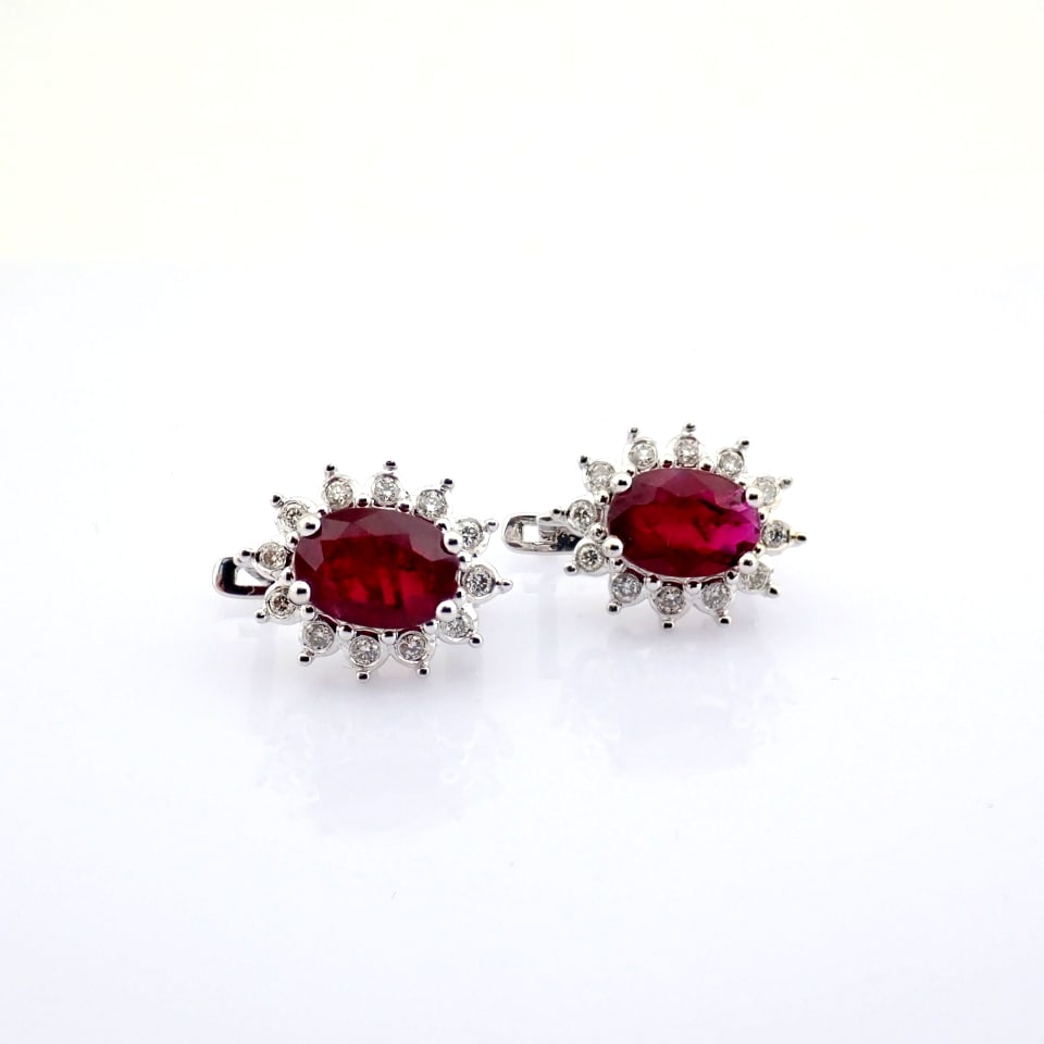 Natural Diamond 18K White Gold Earring - 5