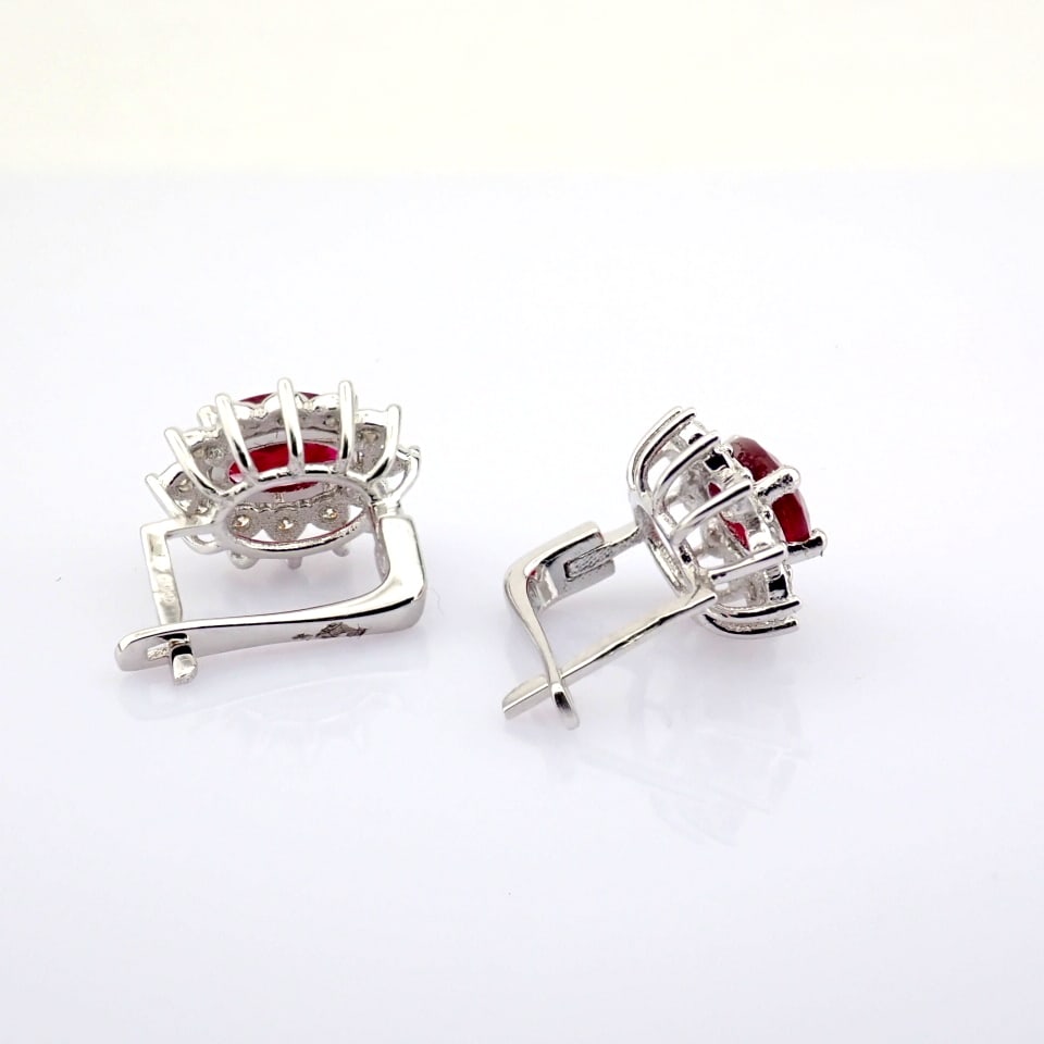 Natural Diamond 18K White Gold Earring - 6
