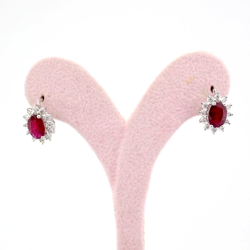 Natural Diamond 18K White Gold Earring - 7