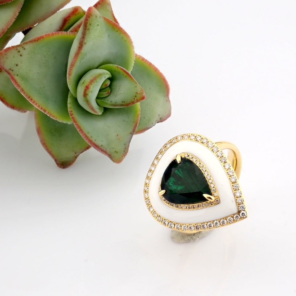 Natural Diamond 18K Yellow Gold Ring - 3