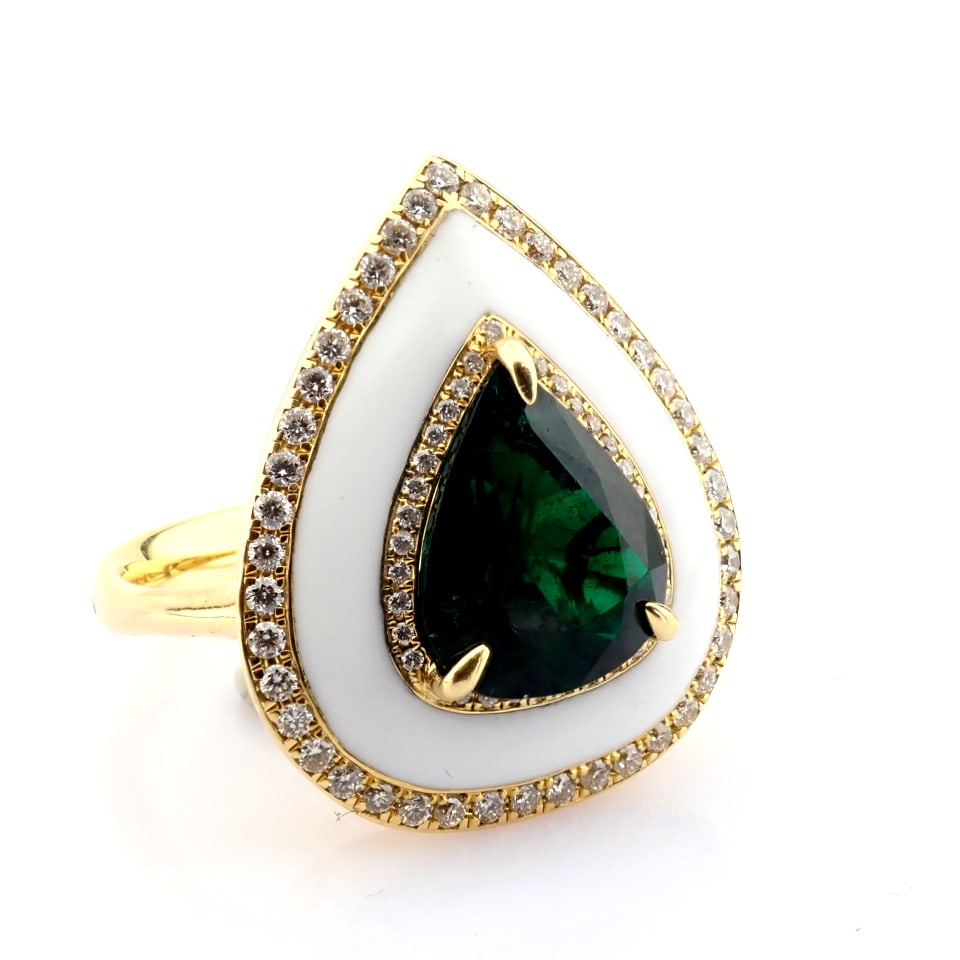 Natural Diamond 18K Yellow Gold Ring - 5