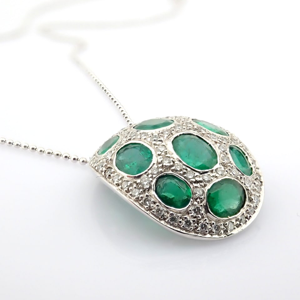 Natural Diamond 18K White Gold Necklace - 4