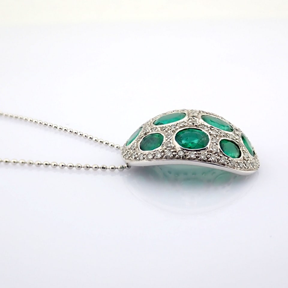 Natural Diamond 18K White Gold Necklace - 6