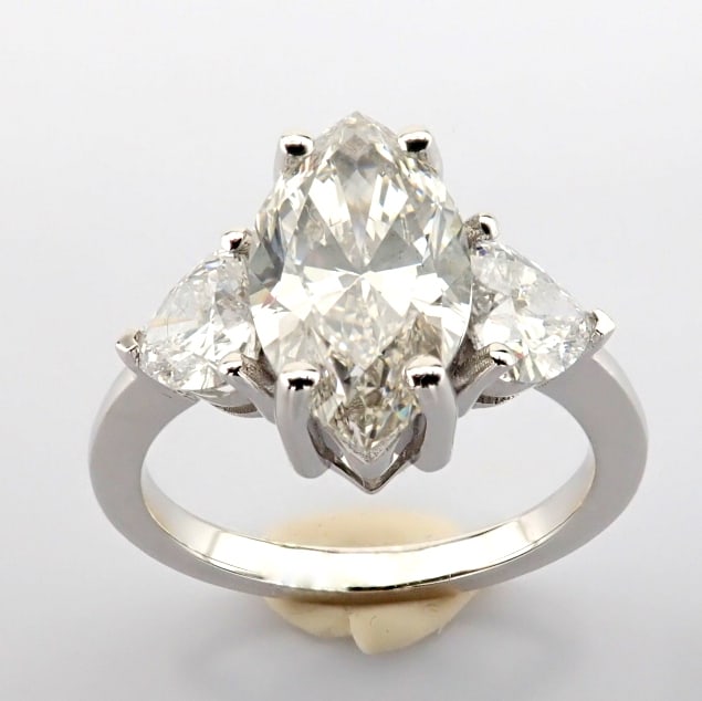 Marquise Cut Lab-Grown Diamond Ring - 3.36 Total Carat (IGI Certified) - 2