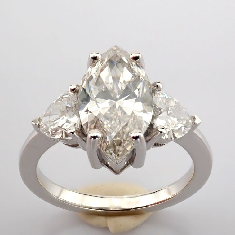 Marquise Cut Lab-Grown Diamond Ring - 3.36 Total Carat (IGI Certified) - 3