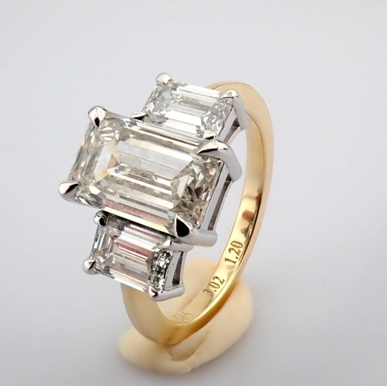 Emerald Cut Lab-Grown Diamond Ring - 4.22 Total Carat (IGI Certified) - 4