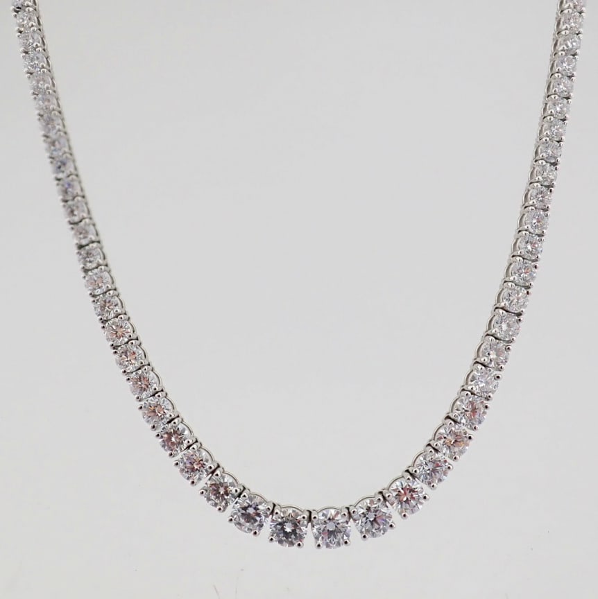 Round Cut Lab-Grown Diamond Tennis Necklace - 16.9 Total Carat (MDI Certified) - 4
