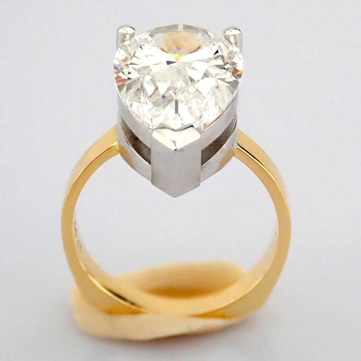 Pear Cut Lab-Grown Diamond Ring - 7.06 Total Carat (IGI Certified) - 2