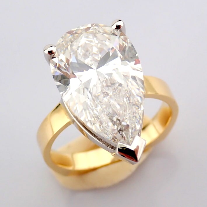 Pear Cut Lab-Grown Diamond Ring - 7.06 Total Carat (IGI Certified) - 3